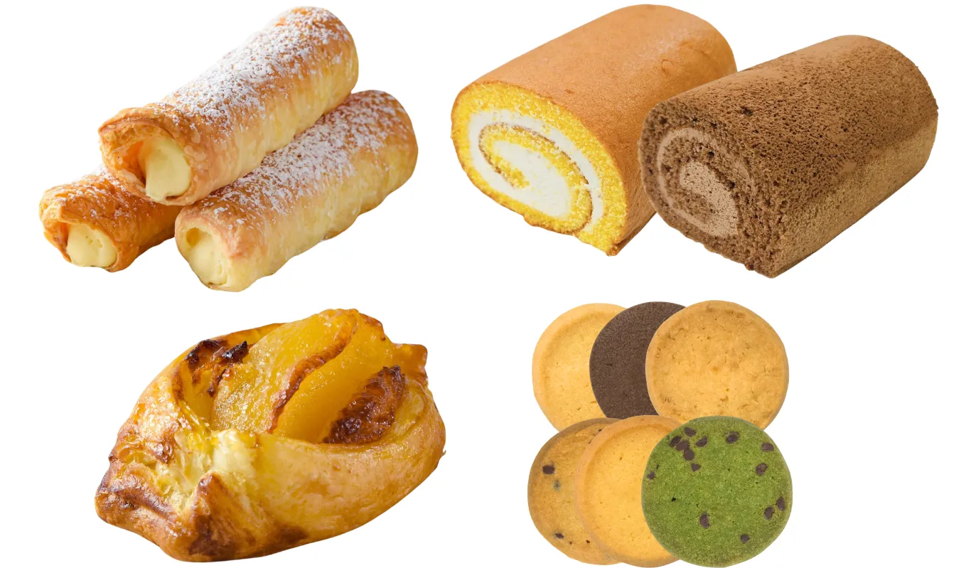 コルネ・アップルパイ・ロールケーキ・クッキー
